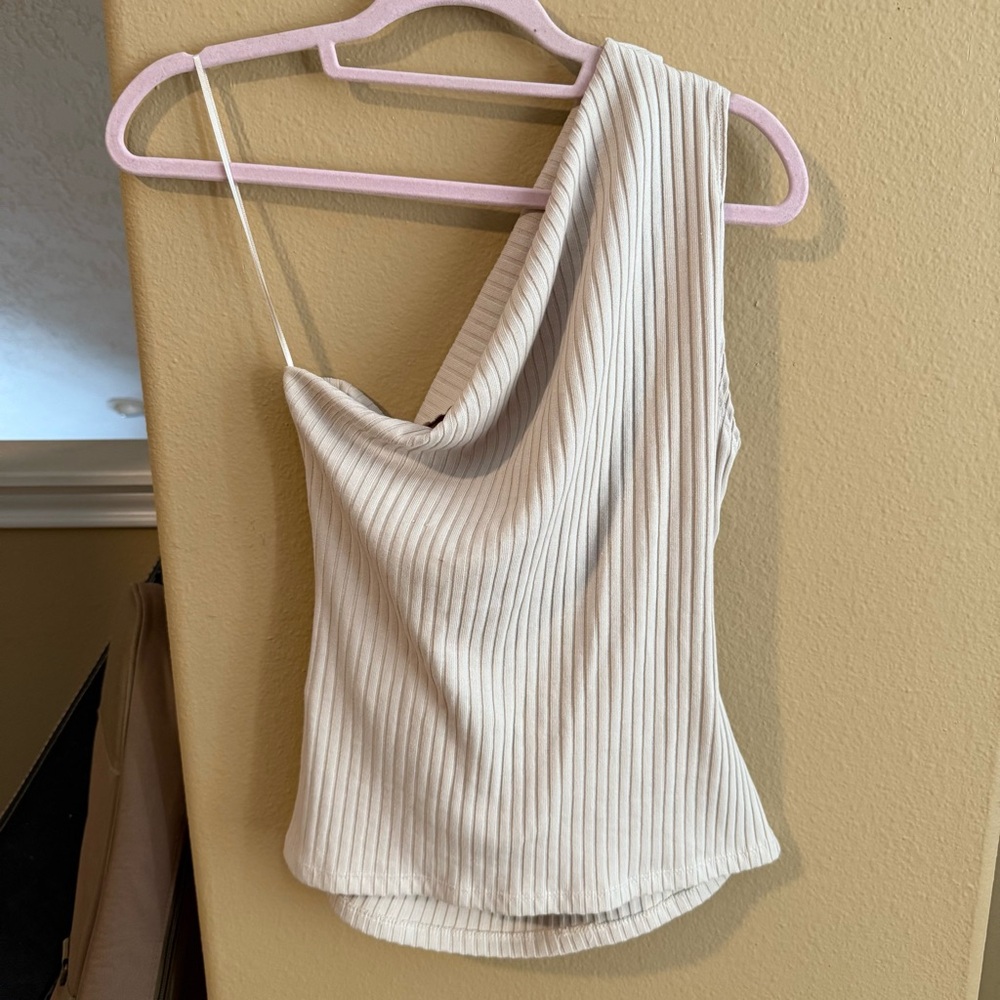 Zara One-Shoulder Ribbed Top - Picture 3 of 3